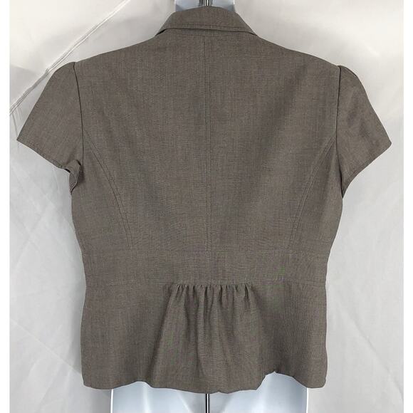 Nine West cropped blazer jacket 12 brown cap shortsleeve career academia Y2K - Picture 3 of 5